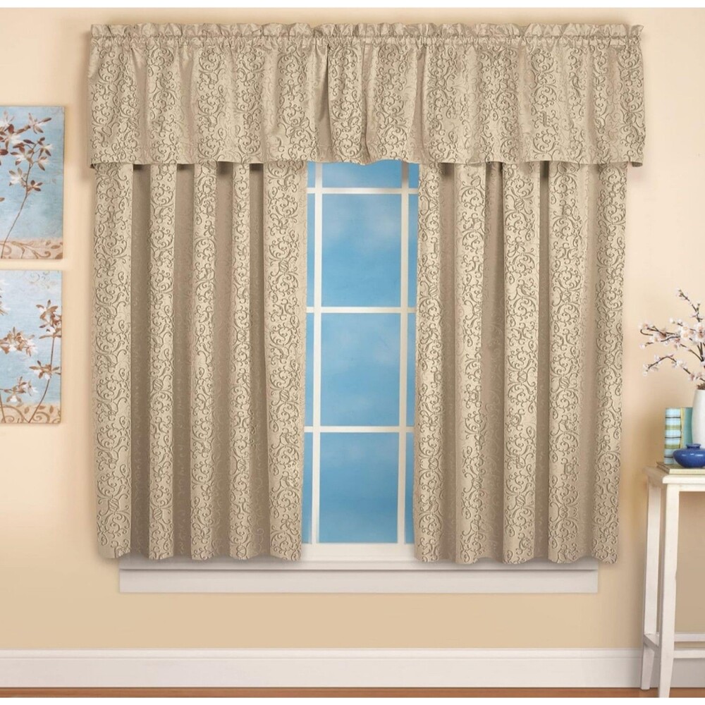 3 Packs Thermal Insulated Window Valances 50"x 18" Beige NEW